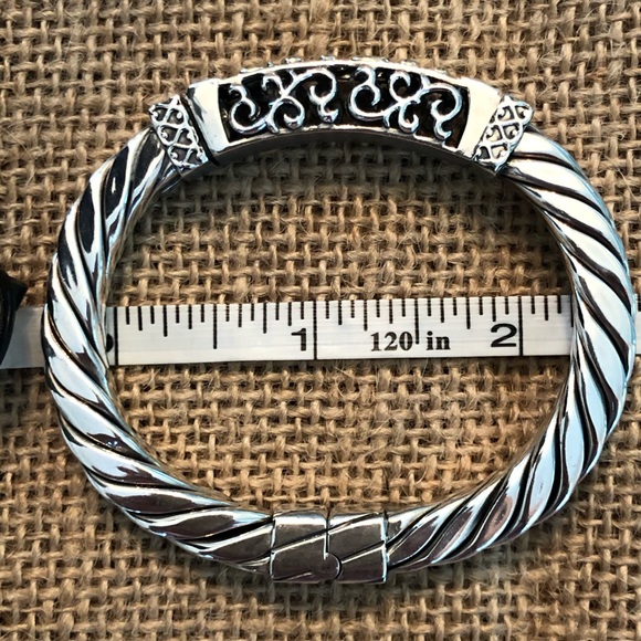 RARE 14k Gold Sterling Silver .925 Filigree Hinge Twisted Cuff Silpada Bracelet - Picture 8 of 8